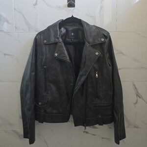 7 For All Mankind Dark Gray Leather Jacket